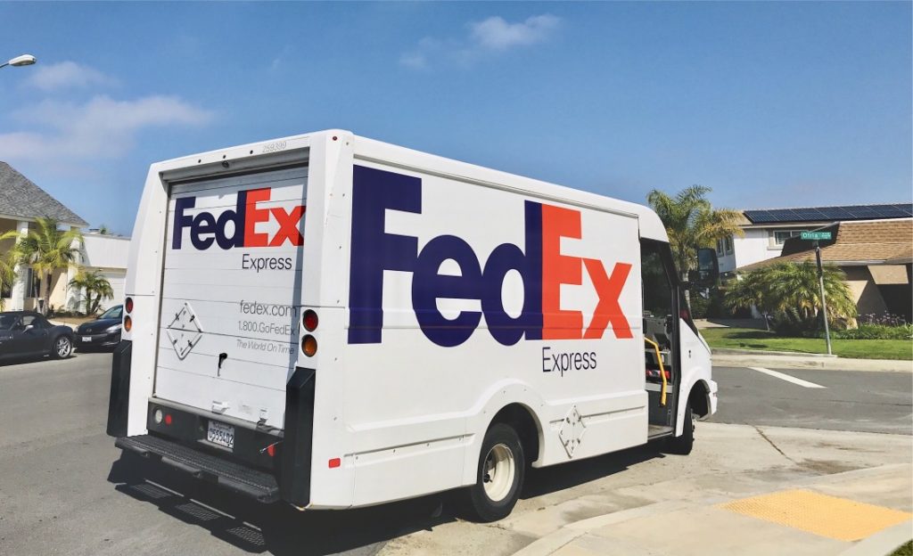On FedEx Vehicle for Delivery US Global Mail
