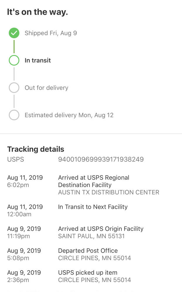 usps package tracking in transit